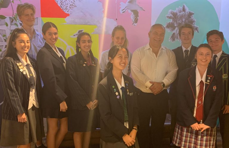 Gold Coast Mayor Tom Tate with QAHS students